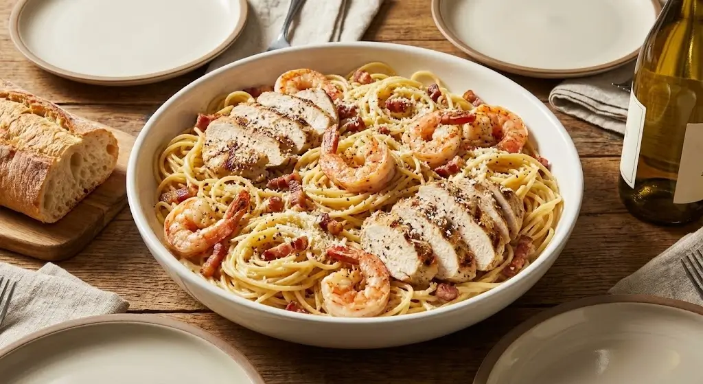 Chicken and Shrimp Carbonara (Serves 4 - 6)