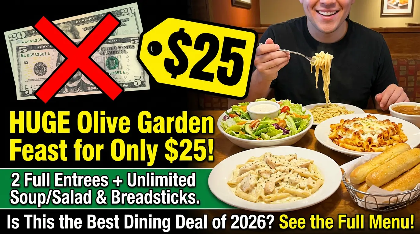 Olive Garden Menu 2 for $25 Deal 2026: Best Value Meal for Two Right Now