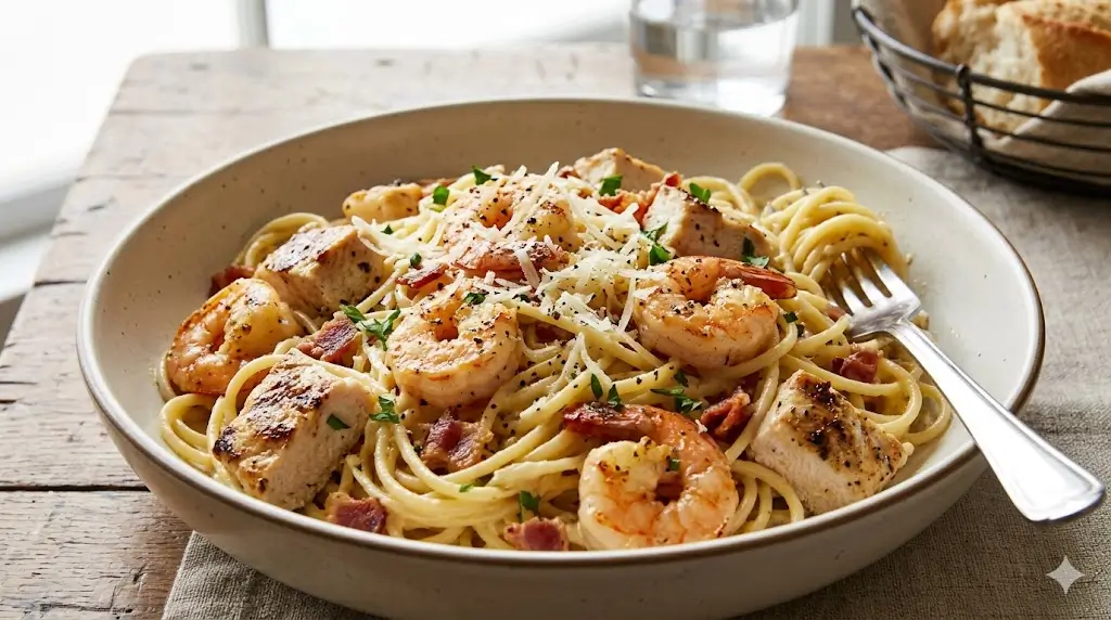 Chicken & Shrimp Carbonara
